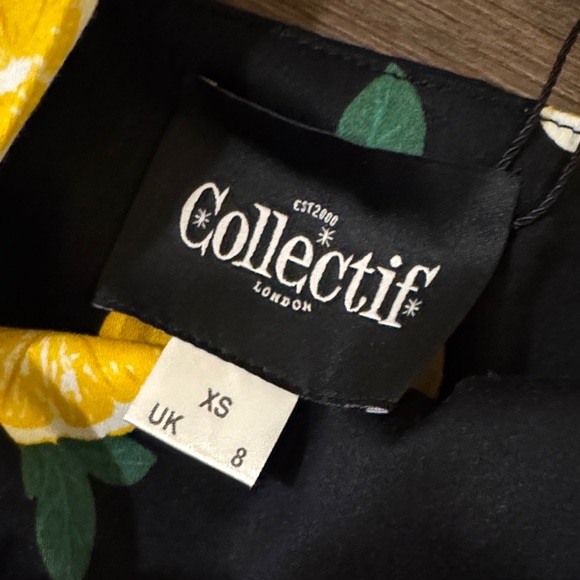 Collectif Black Crop Top with Lemon Print - Picture 3 of 7